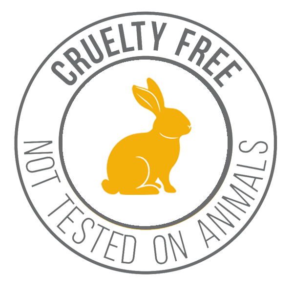 Cruelty-free badge with gold bunny inside circle