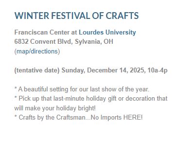 Winter Festival of Crafts 2025 info